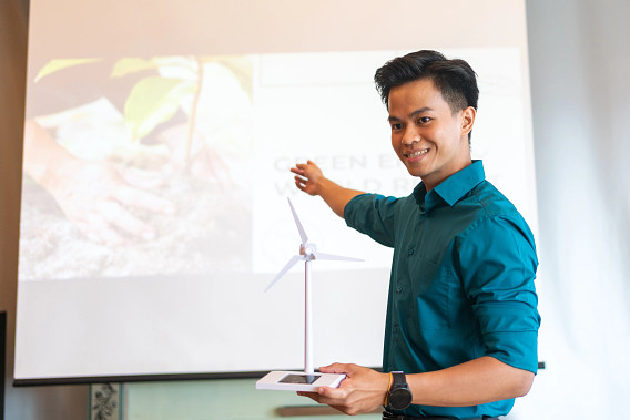 man presenting