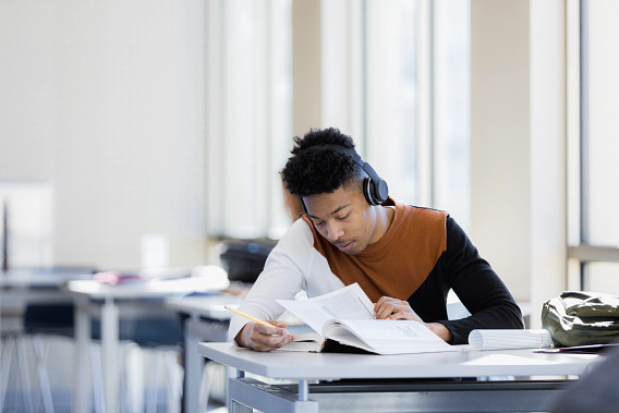 Student studying
