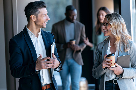 Business people in conversation
